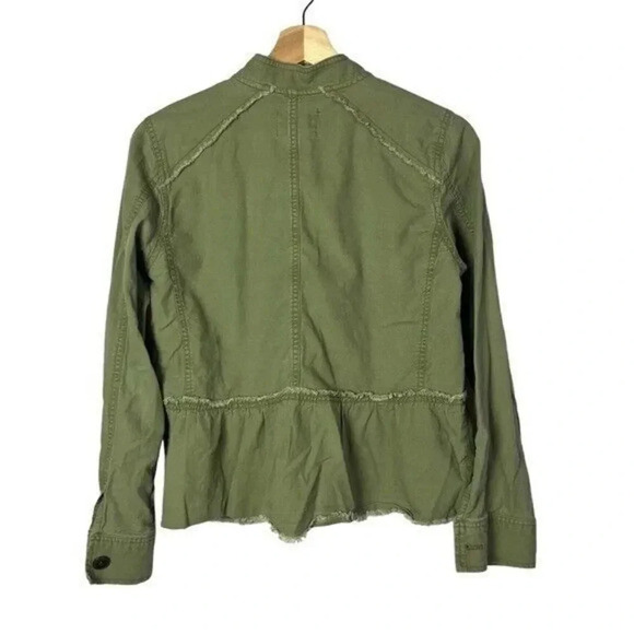Caslon Green Twill Fringe Trim Button Down Military Jacket XS - Picture 3 of 5